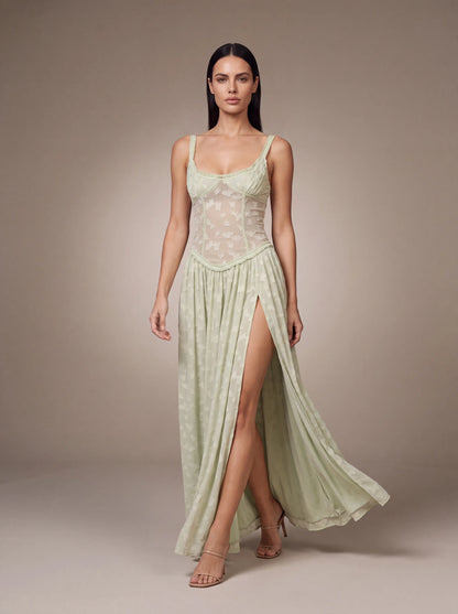 ALTHEA | CORSET MAXI DRESS - Sage Green