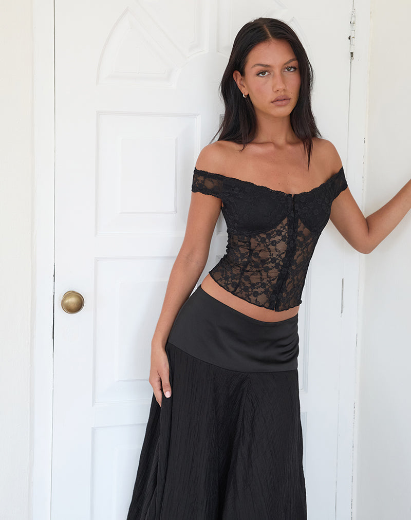 ALVINA | OFF SHOULDER CORSET TOP - Black