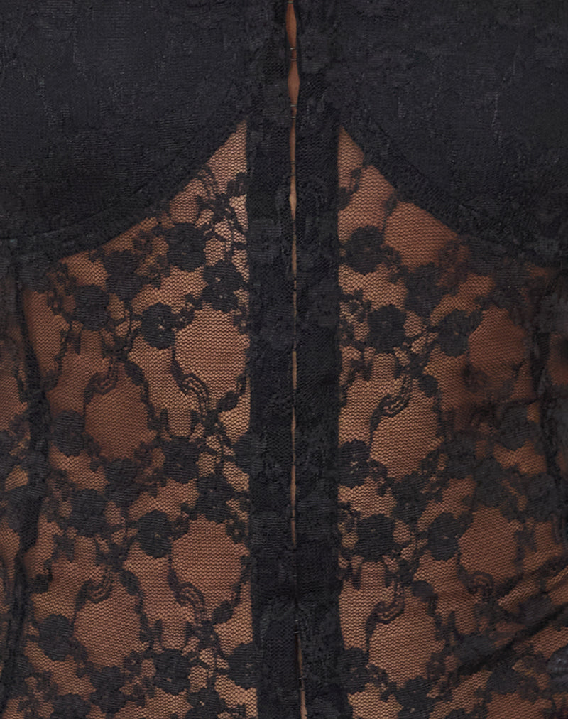 ALVINA | OFF SHOULDER CORSET TOP - Black