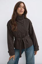 AMABEL | CROPPED TRENCH COAT - Brown