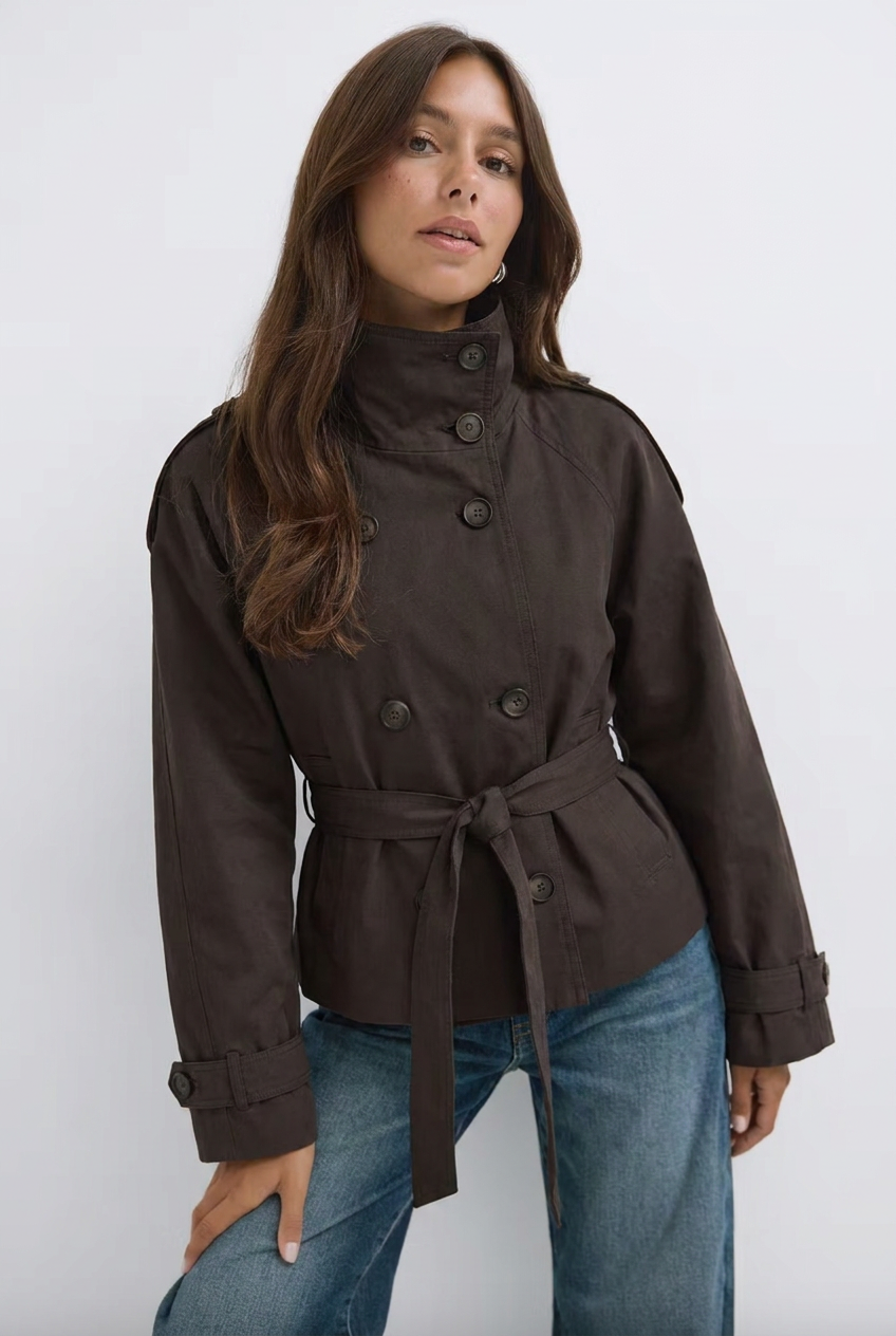 AMABEL | CROPPED TRENCH COAT - Brown