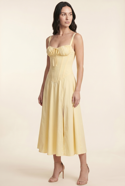AMAIA | CORSET MIDI DRESS - Butter Yellow