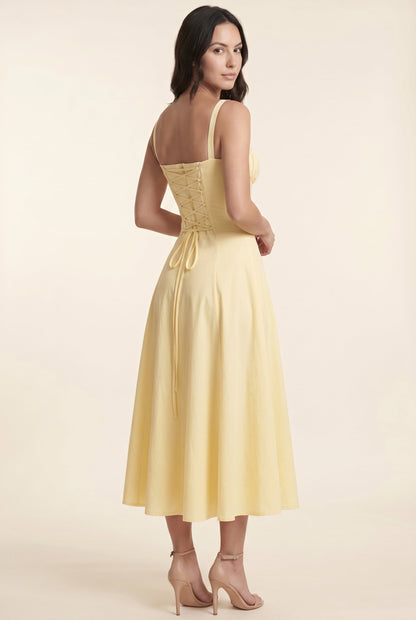 AMAIA | CORSET MIDI DRESS - Butter Yellow