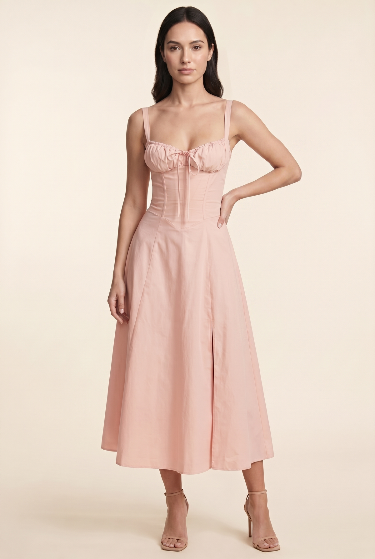 AMAIA | CORSET MIDI DRESS - Light Pink