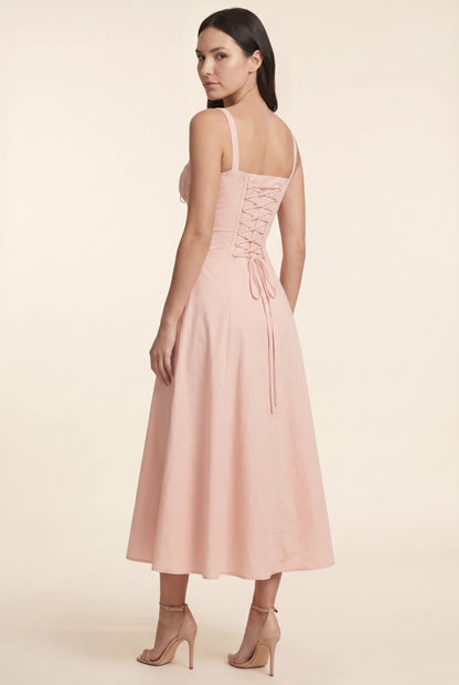 AMAIA | CORSET MIDI DRESS - Light Pink