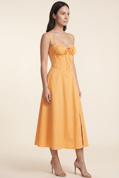 AMAIA | CORSET MIDI DRESS - Orange