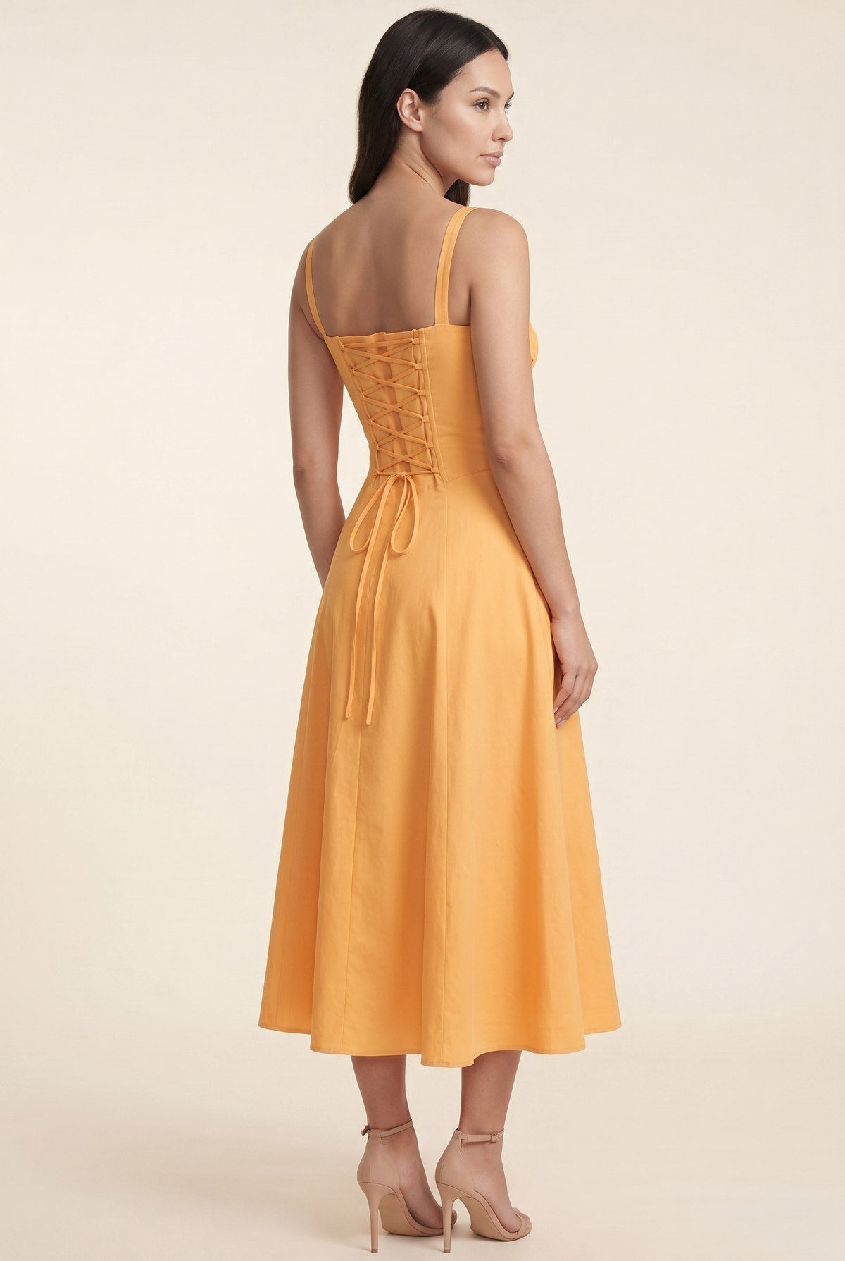 AMAIA | CORSET MIDI DRESS - Orange