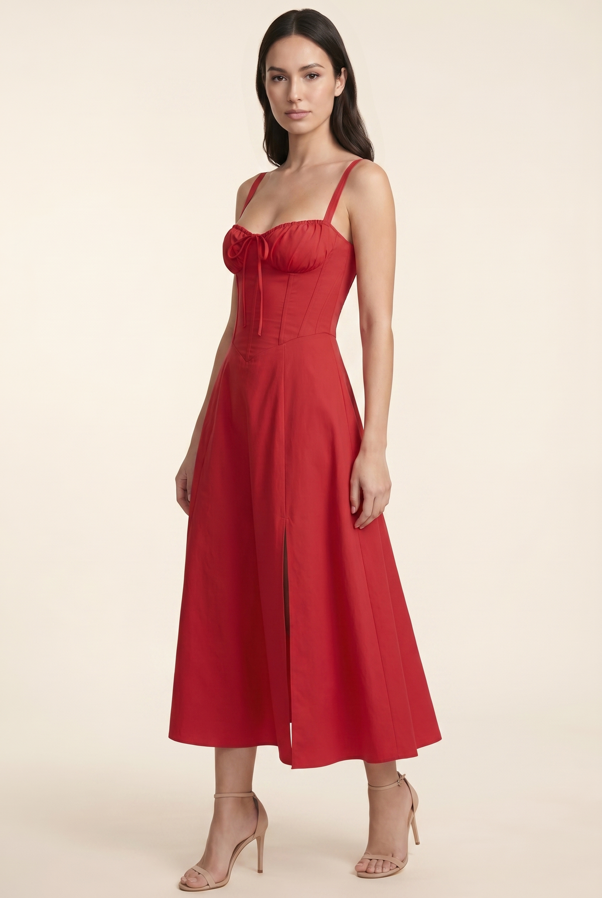 AMAIA | CORSET MIDI DRESS - Red