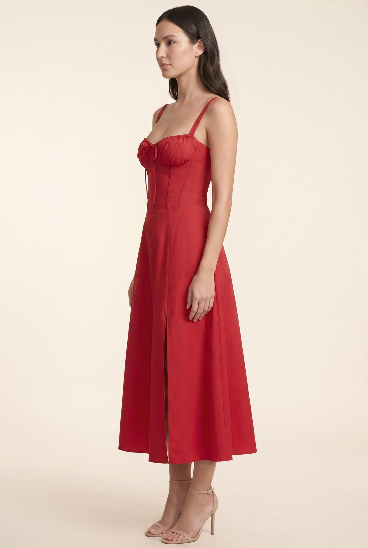 AMAIA | CORSET MIDI DRESS - Red