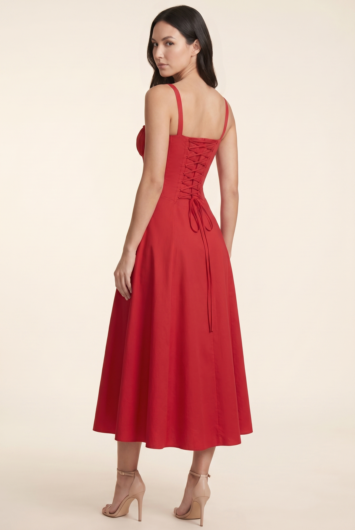 AMAIA | CORSET MIDI DRESS - Red
