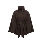 AMALIA | BELTED CAPE COAT - Brown