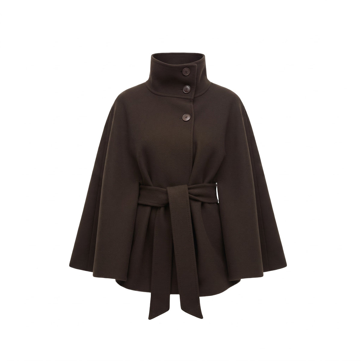 AMALIA | BELTED CAPE COAT - Brown