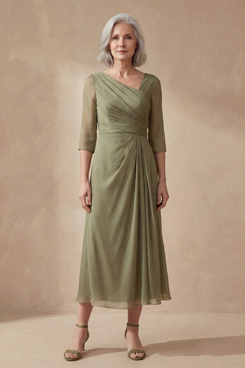 AMALIE | V NECK MIDI DRESS - Sage Green