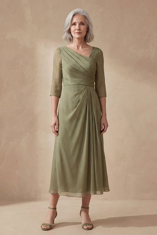 AMALIE | V NECK MIDI DRESS - Sage Green
