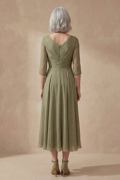 AMALIE | V NECK MIDI DRESS - Sage Green