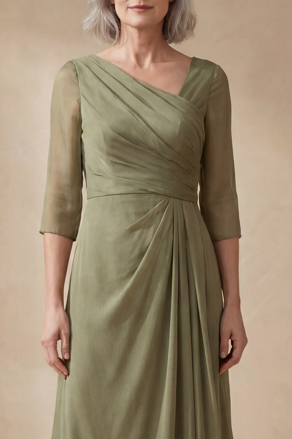 AMALIE | V NECK MIDI DRESS - Sage Green