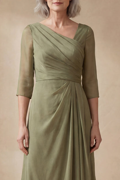 AMALIE | V NECK MIDI DRESS - Sage Green