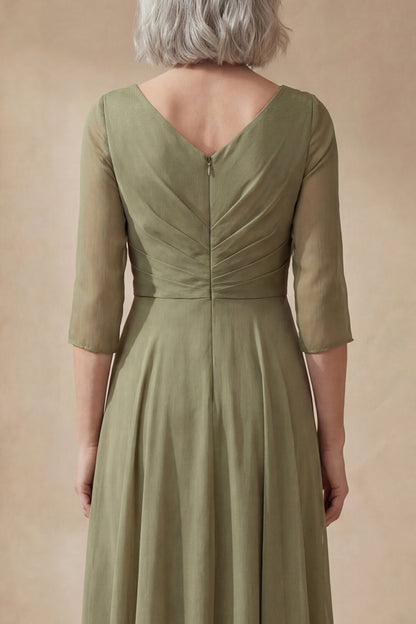 AMALIE | V NECK MIDI DRESS - Sage Green