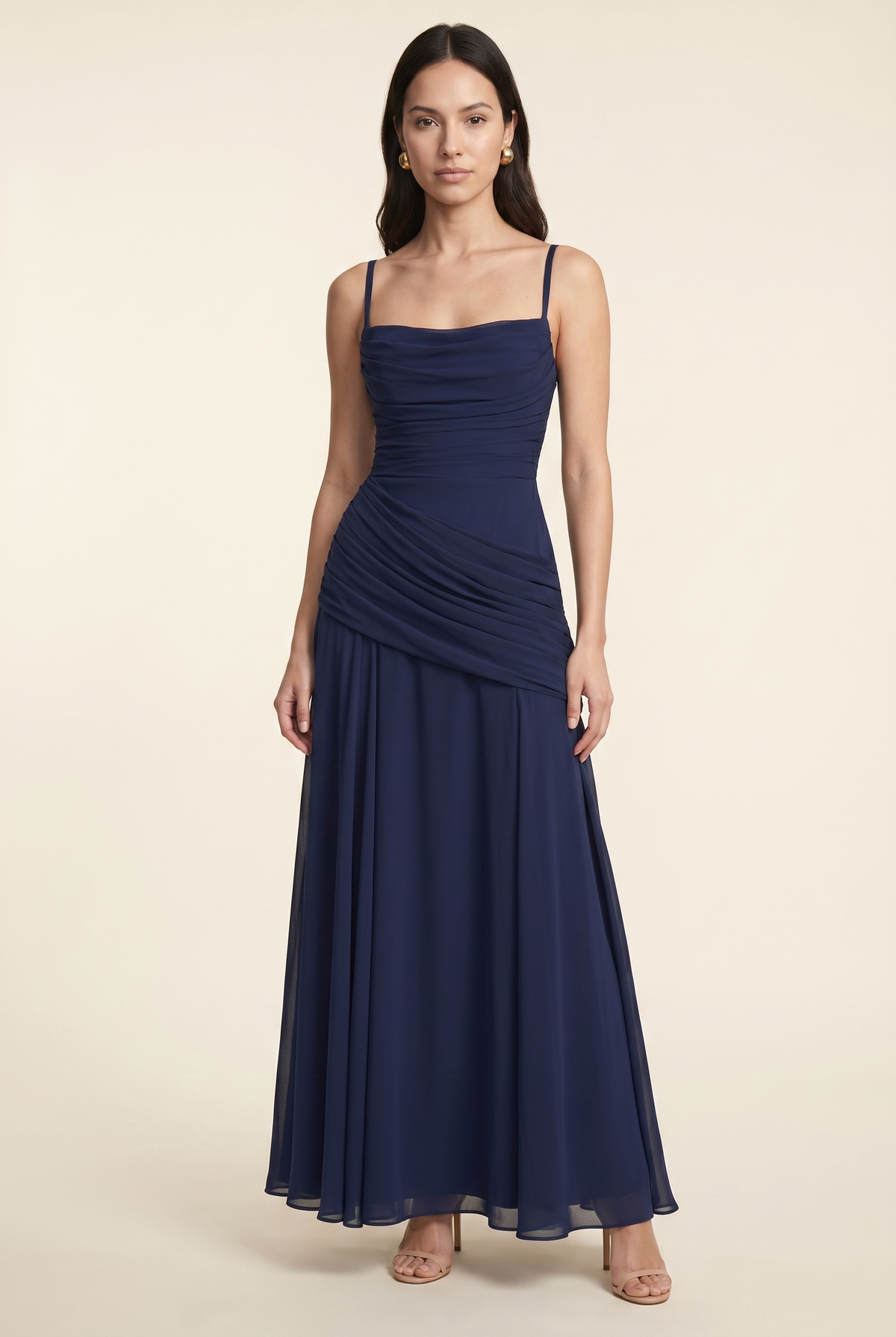 AMANDINE | COWL NECK MAXI DRESS - Navy