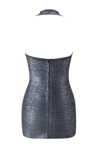 AMARIS | METALLIC BANDAGE MINI DRESS - Charcoal