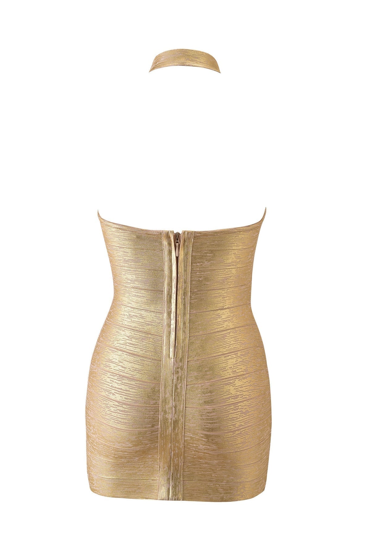AMARIS | METALLIC BANDAGE MINI DRESS - Gold
