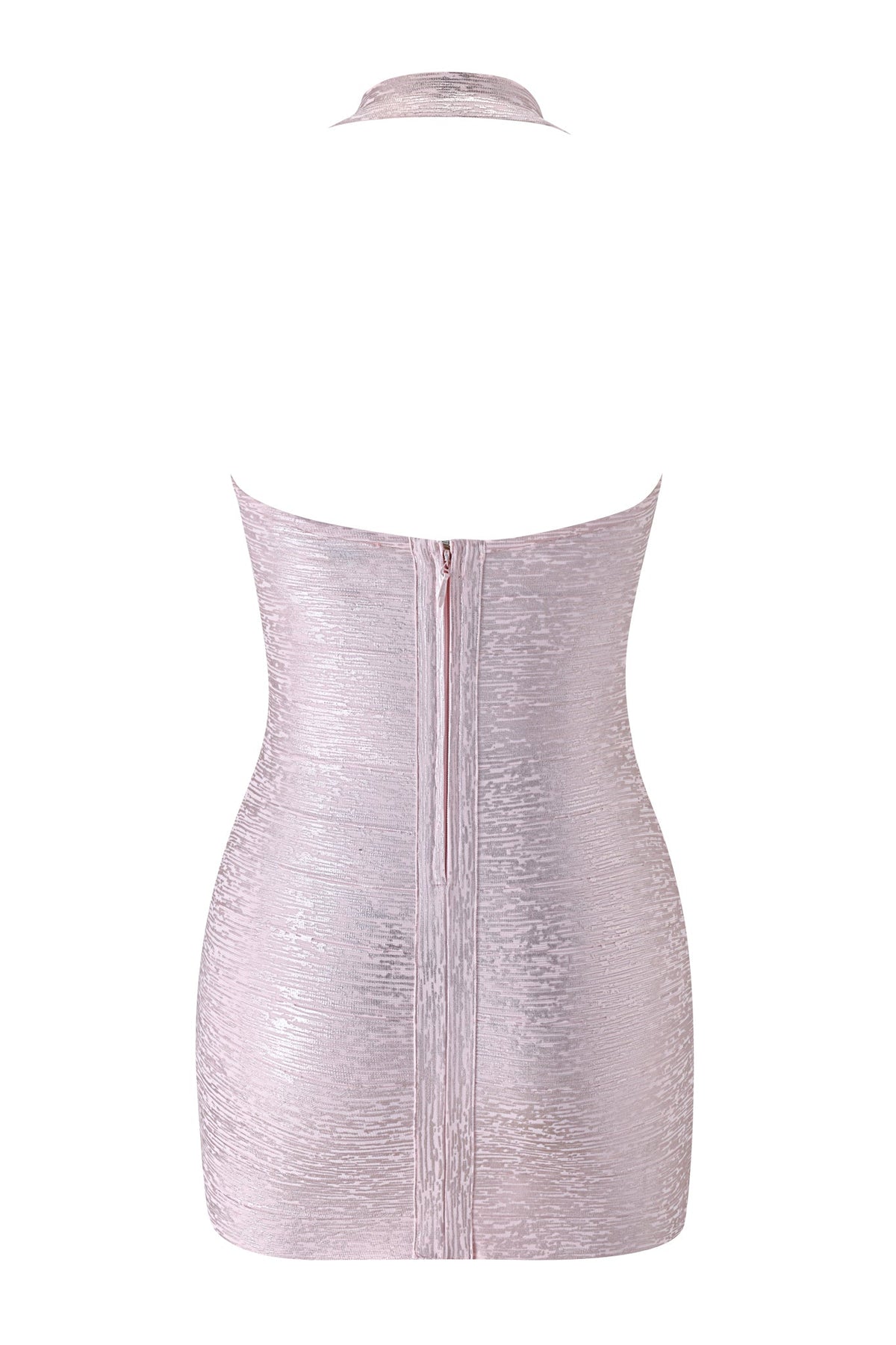 AMARIS | METALLIC BANDAGE MINI DRESS - Pink Pearl