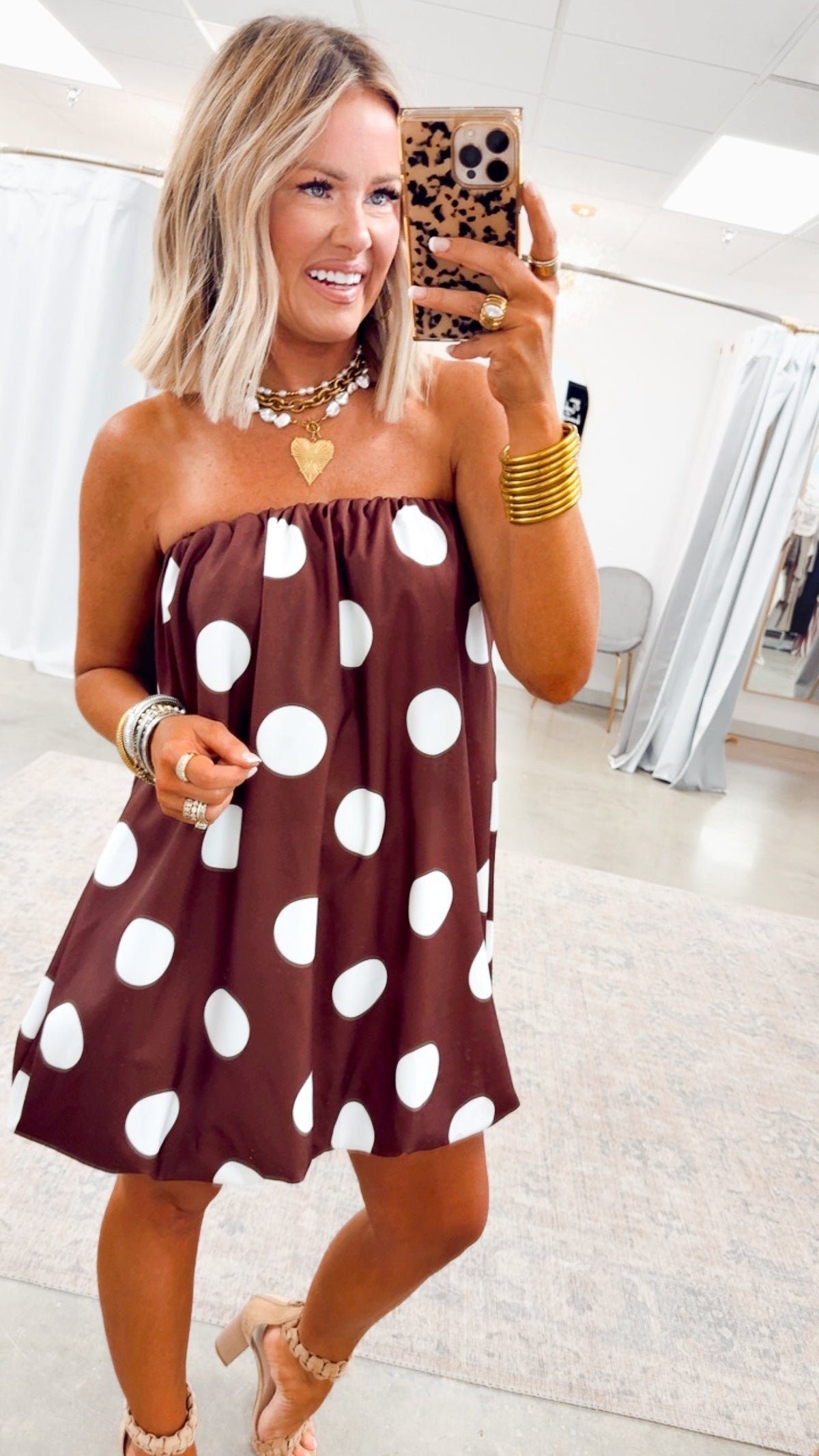 AMELINA | BUBBLE MINI DRESS - Brown Cream