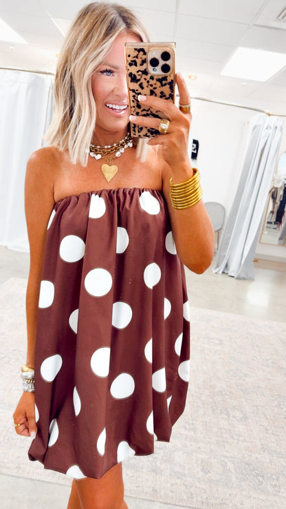 AMELINA | BUBBLE MINI DRESS - Brown Cream