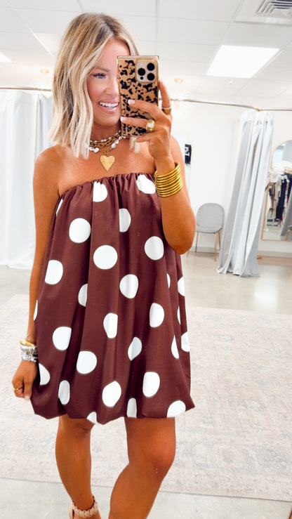 AMELINA | BUBBLE MINI DRESS - Brown Cream