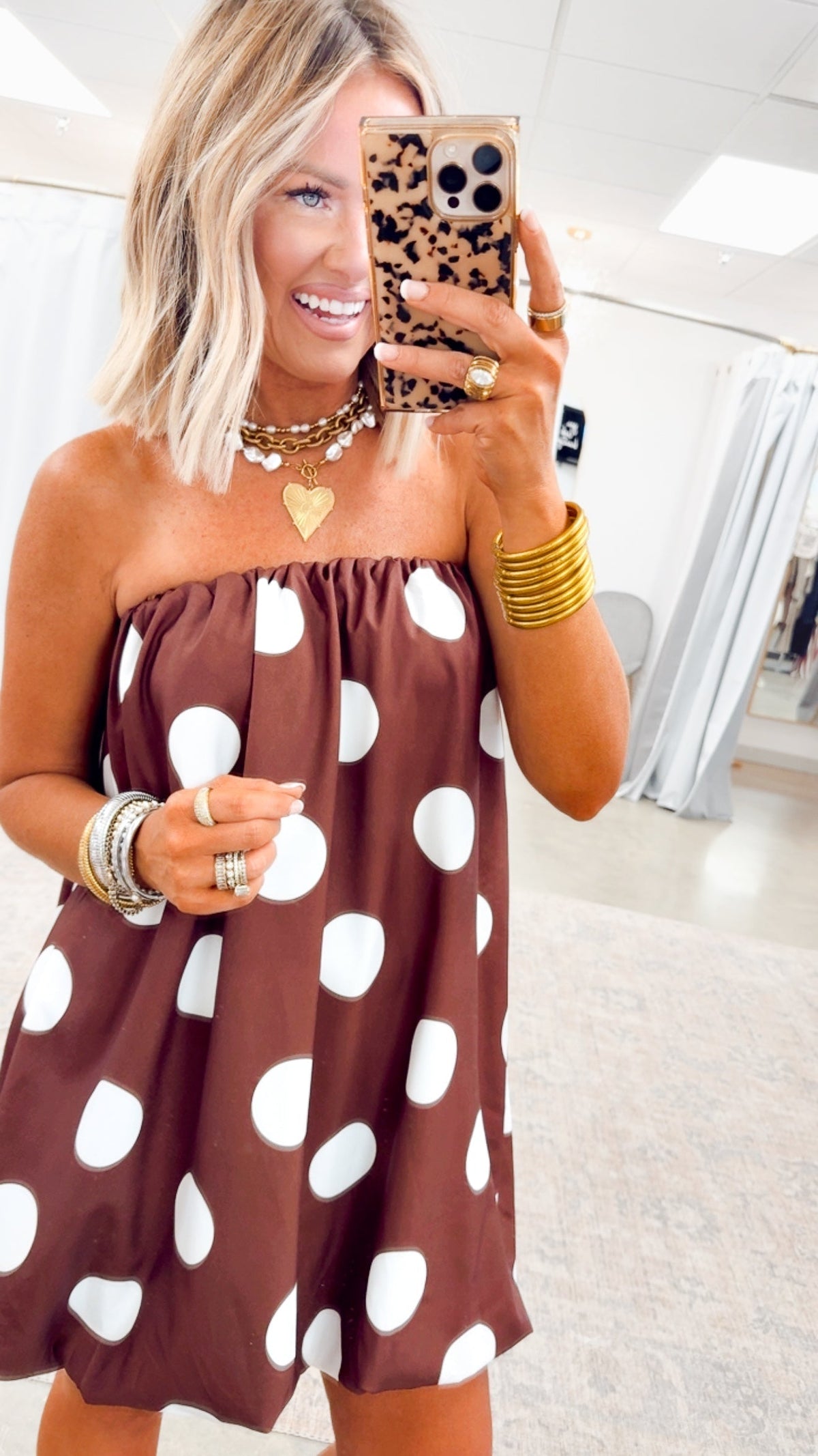 AMELINA | BUBBLE MINI DRESS - Brown Cream