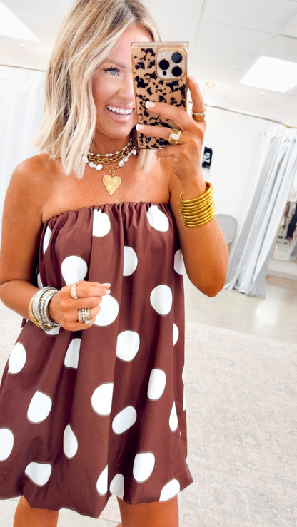 AMELINA | BUBBLE MINI DRESS - Brown Cream