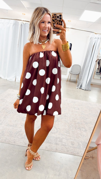 AMELINA | BUBBLE MINI DRESS - Brown Cream