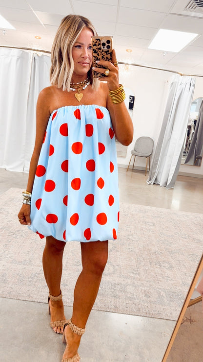 AMELINA | BUBBLE MINI DRESS - Sky Blue