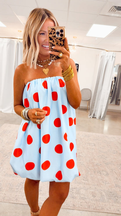 AMELINA | BUBBLE MINI DRESS - Sky Blue