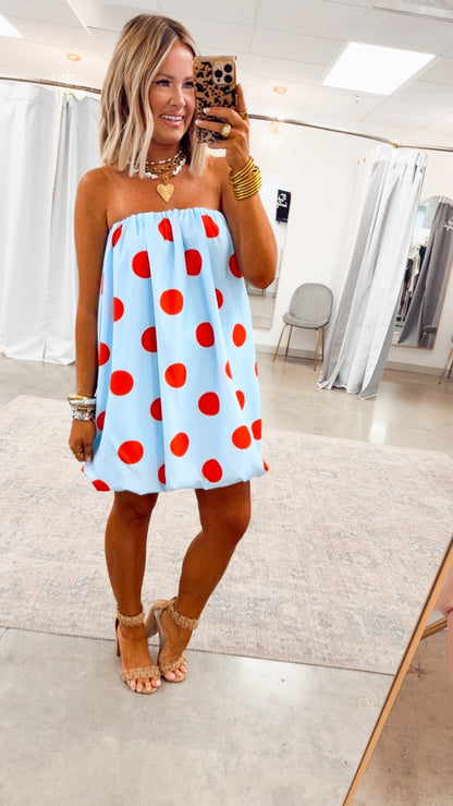 AMELINA | BUBBLE MINI DRESS - Sky Blue