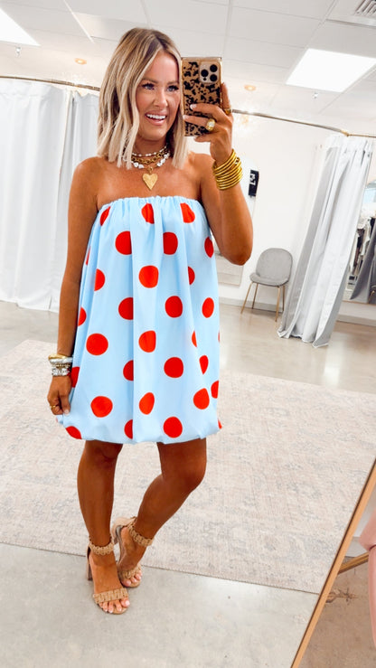 AMELINA | BUBBLE MINI DRESS - Sky Blue