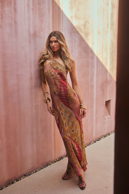 AMINTA | HALTER MAXI DRESS - Sunset