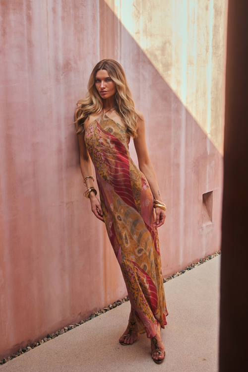 AMINTA | HALTER MAXI DRESS - Sunset