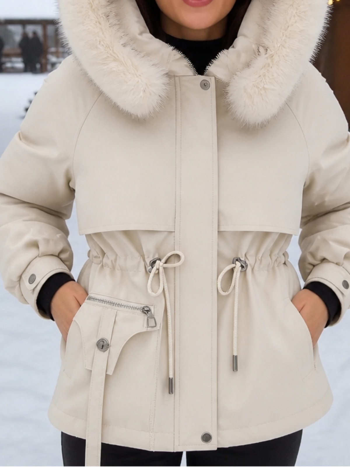 ANAYA | FAUX FUR TRIM QUILTED PARKA - Ivory