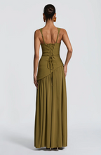 ANJA | SATIN SQUARE-NECK MAXI DRESS