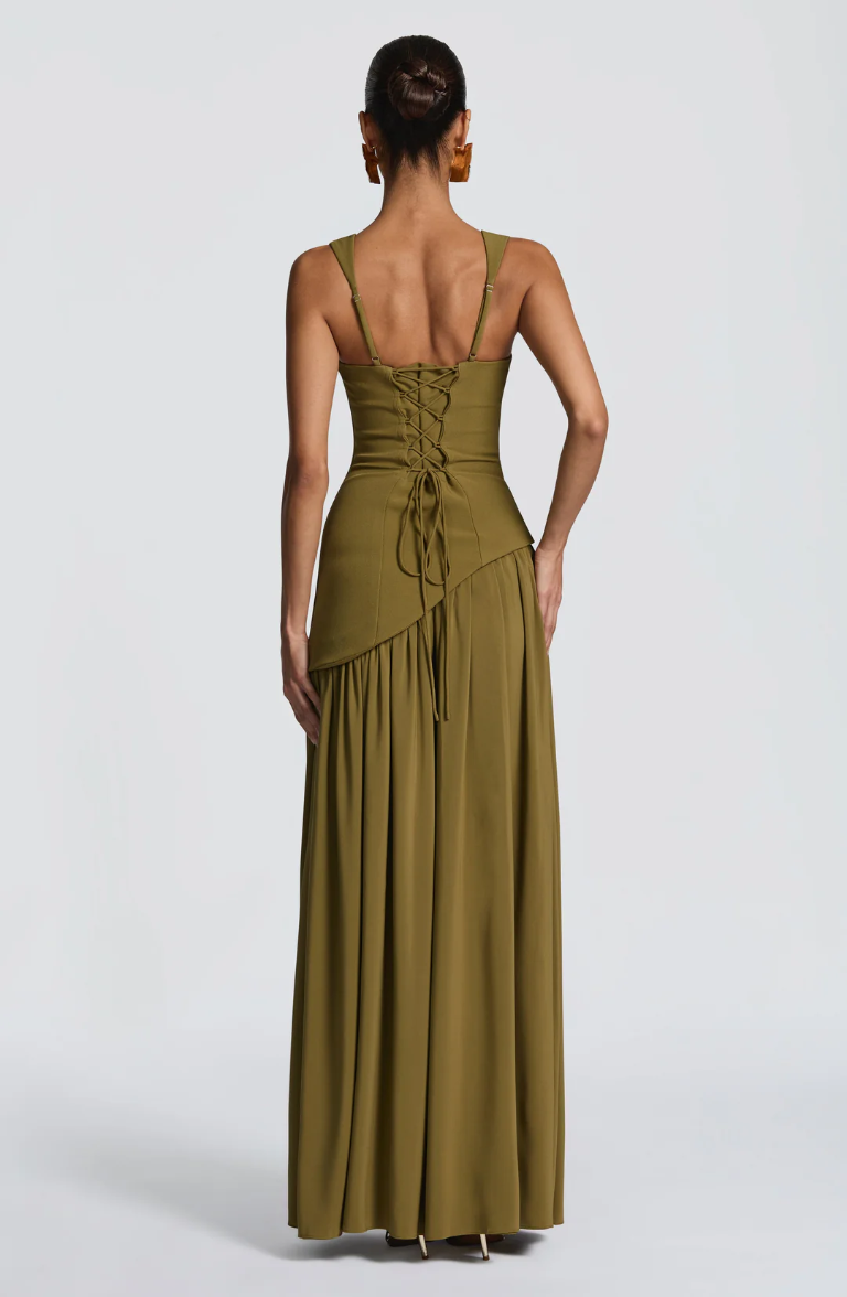 ANJA | SATIN SQUARE-NECK MAXI DRESS
