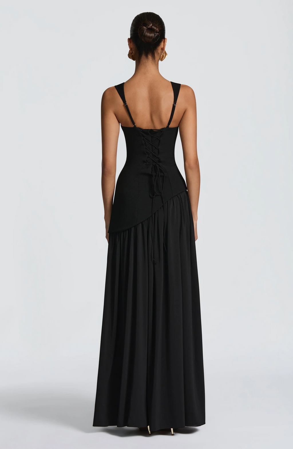 ANJA | SATIN SQUARE-NECK MAXI DRESS