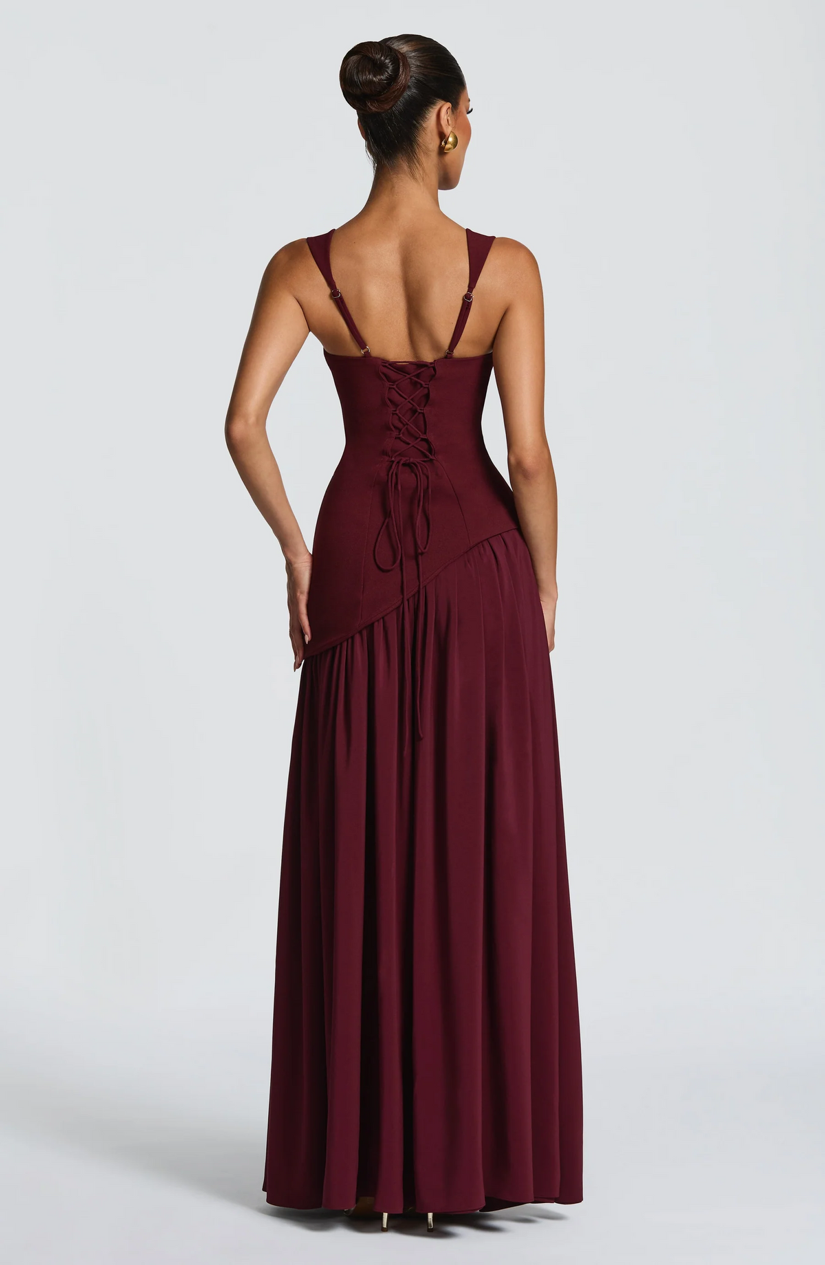 ANJA | SATIN SQUARE-NECK MAXI DRESS