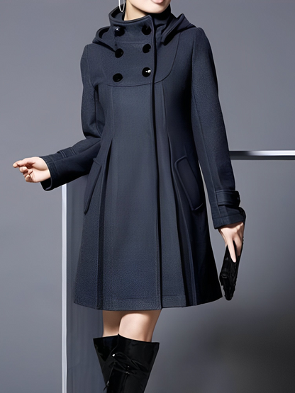 ANNALEE | A-LINE FUNNEL NECK COAT - Navy