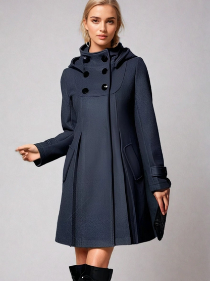 ANNALEE | A-LINE FUNNEL NECK COAT - Navy