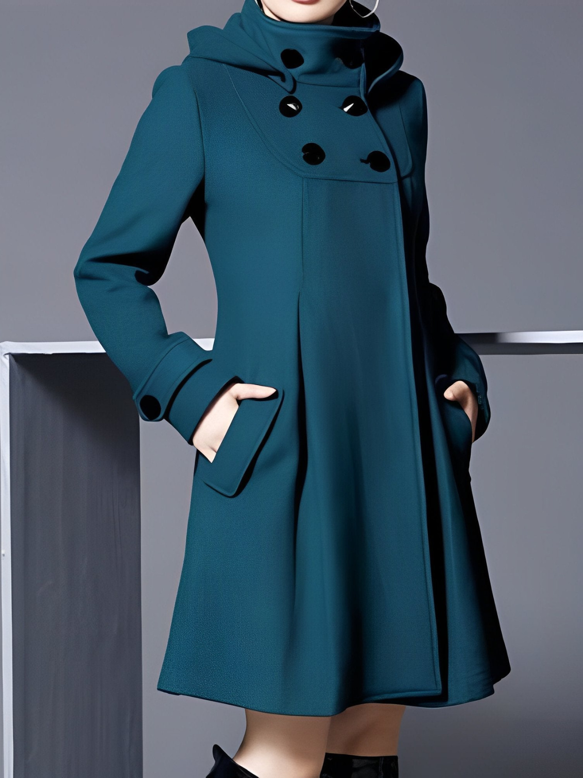 ANNALEE | A-LINE FUNNEL NECK COAT - Teal