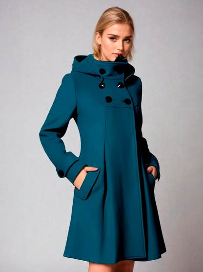 ANNALEE | A-LINE FUNNEL NECK COAT - Teal