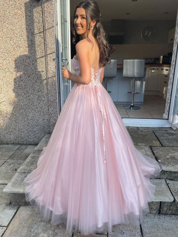 ANTHEA | LACE TULLE GOWN - Blush
