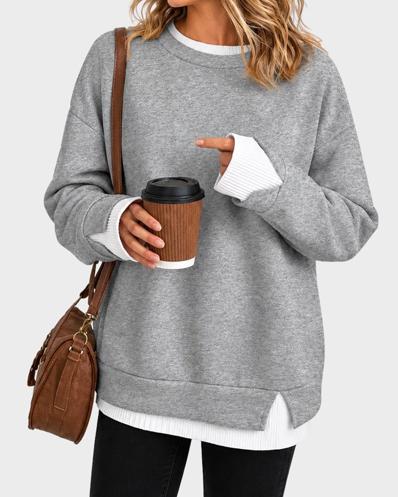APOLLINE | CONTRAST TRIM TOP - Gray