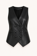 ARDITH | LEATHER-LOOK DOUBLE BREASTED VEST - Black
